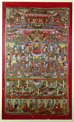 Paradies von Amitabha, aus Dunhuang, Provinz Gansu (gemalte Seide)